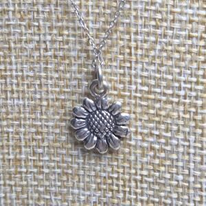 Sterling Silver 925 17" Necklace & Sunflower Charm